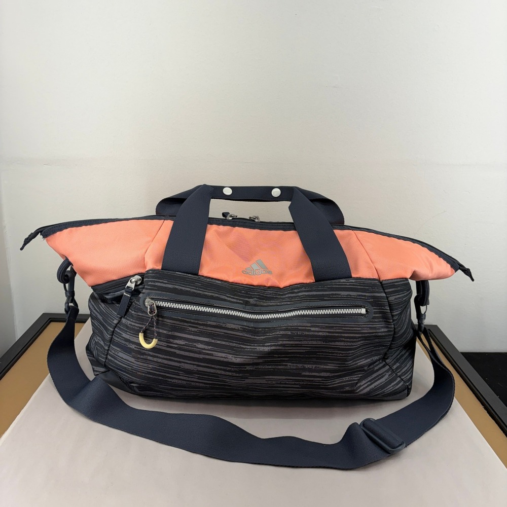 Adidas‎ Women Coral Gray Space Dye Gym Locker Duffel Bag Shoe Pocket Soft Sided